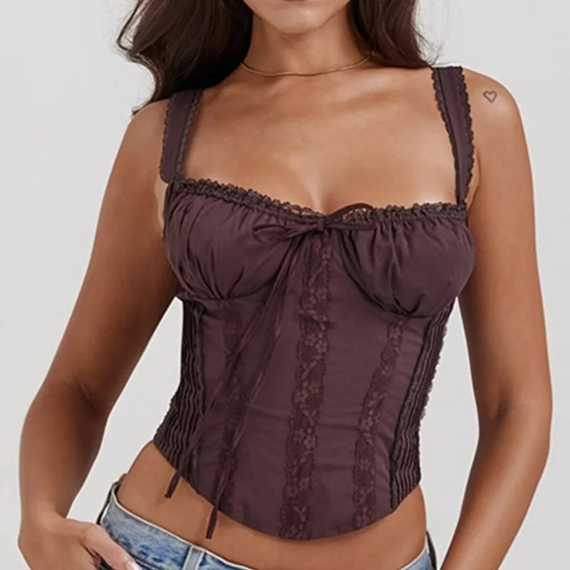 French Sexy Lace Trim Small Sling Vest