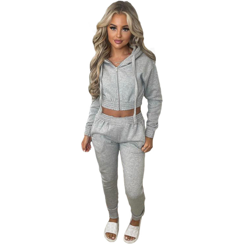 Women's Clothing Brushed Hoody Hooded Sports Suit
