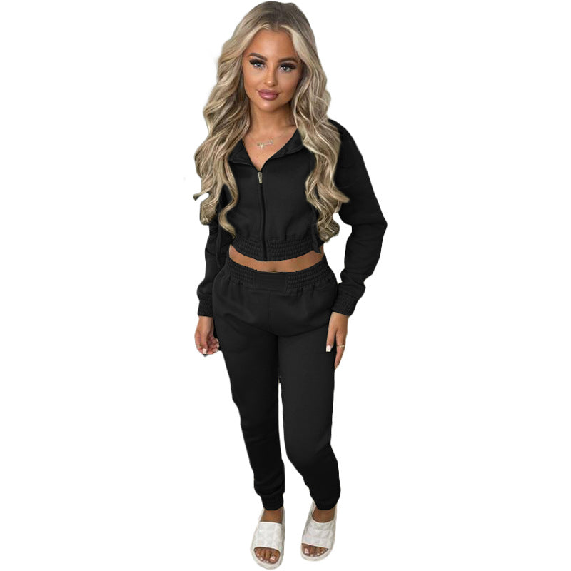 Women's Clothing Brushed Hoody Hooded Sports Suit