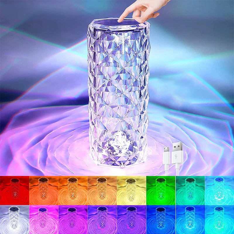 16 Colors LED Crystal Touch Table Lamps Bedr